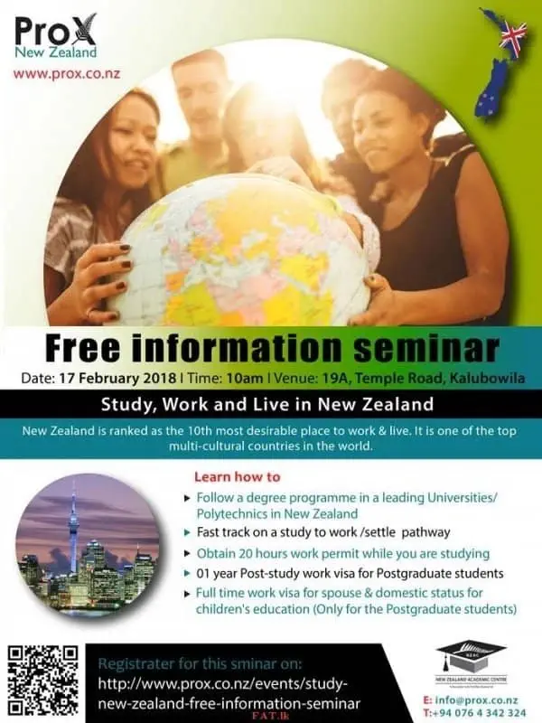 Free Information Seminar: Study, Work, Live in New Zealand