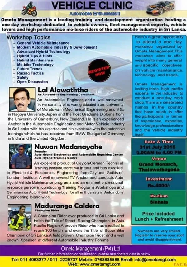 Vehicle Clinic - Workshop on Vehicle Maintenance