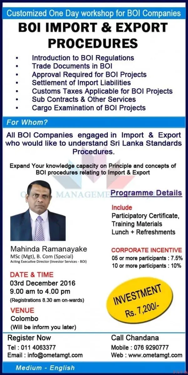 BOI Import & Export Procedures