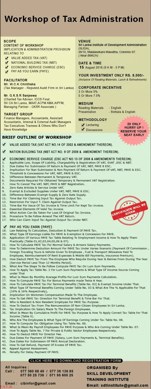 Workshop of Tax Administration