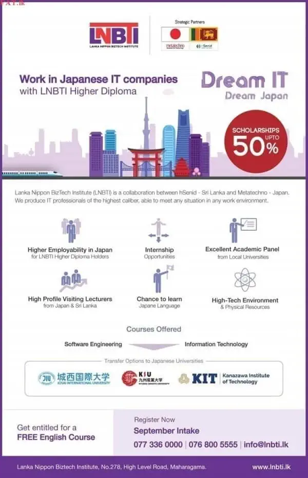 Work in Japanese IT Companies with LNBTI Higher Diploma