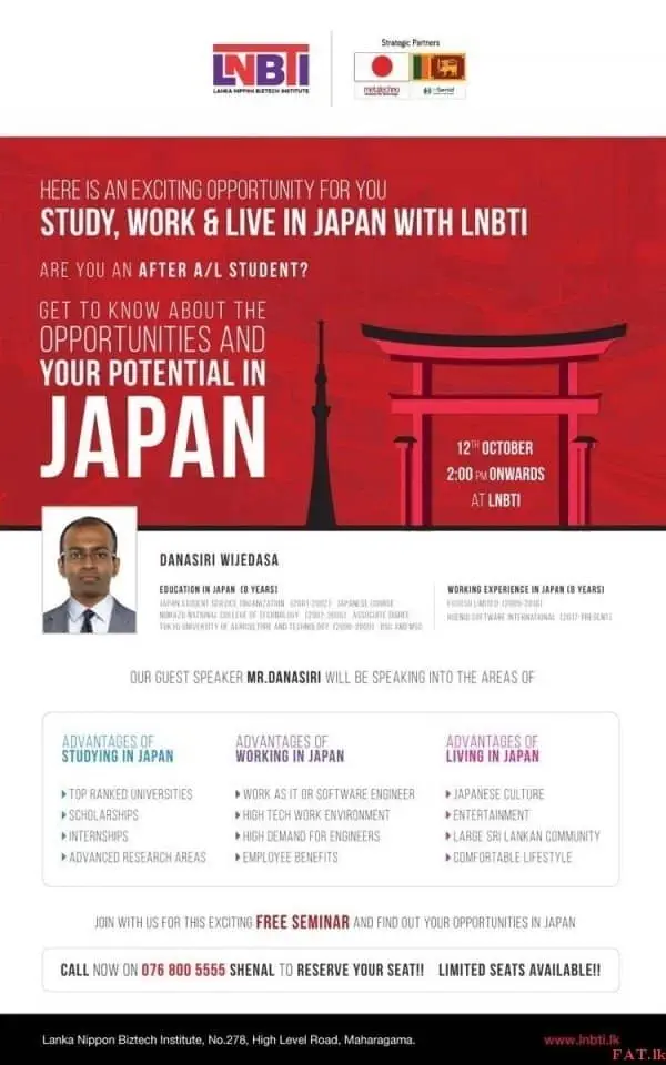 Free seminar on study work and live in Japan