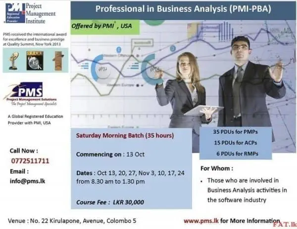 Professional in Business Analysis (PBA) PMI, USA