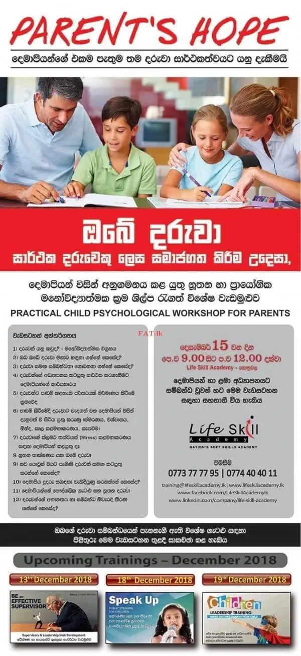 Practical Child Psychological Workshop for Parents