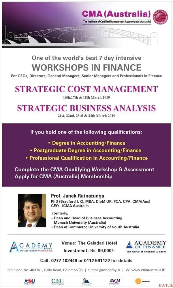 Certified Management Accountants (Australia) - Qualifying Workshop 2019