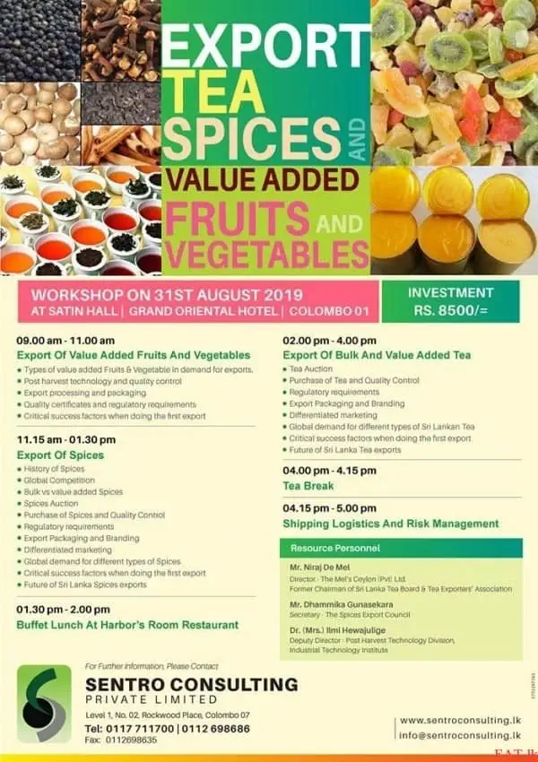 Workshop on Export Tea Spices and Value added Fruits & Vegetables