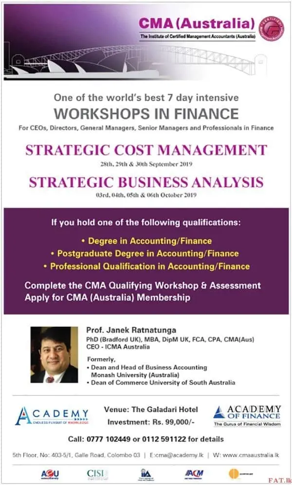 Certified Management Accountants Australia- Qualifying Workshop 2019