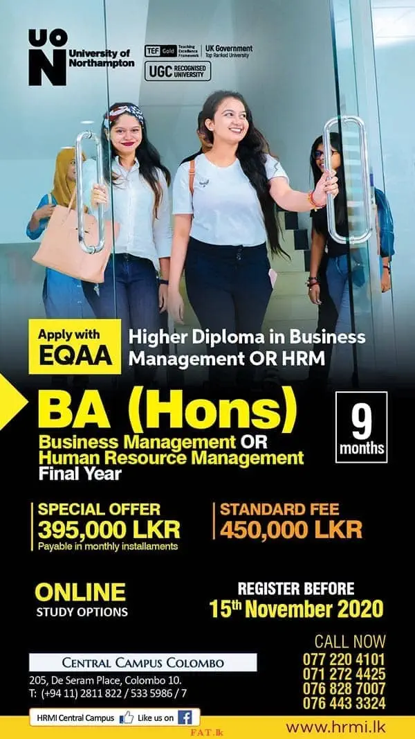 Higher Diploma in Business Management OR HRM