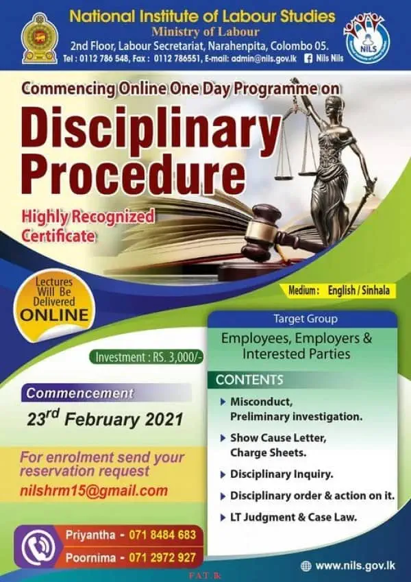 Online one day programme on Disciplinary Procedure