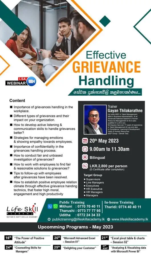 Online Training Program on “Effective Grievance Handling”