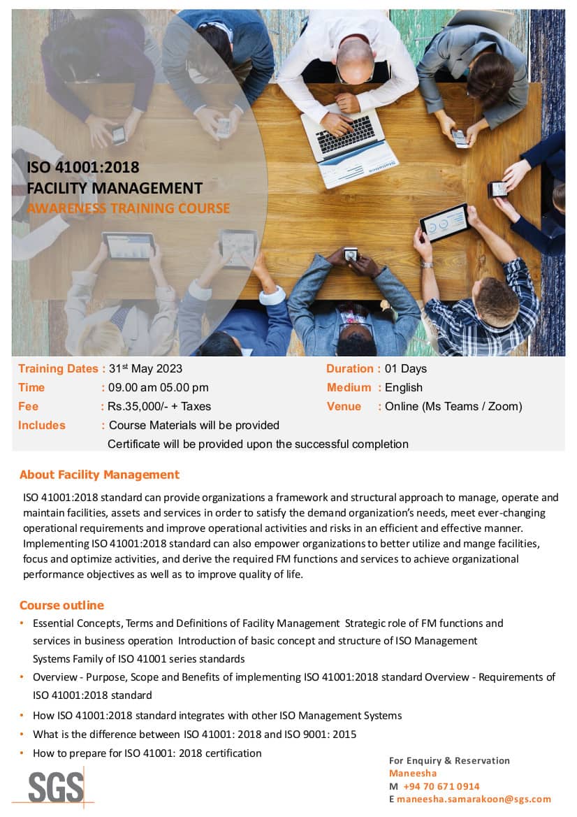 ISO 41001:2018 Facility Management Awareness Training Course