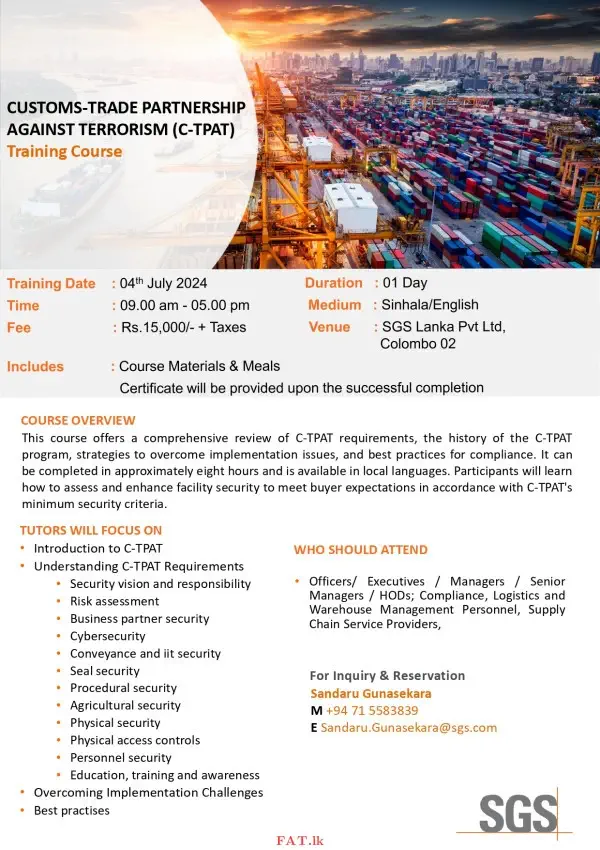 Customs-Trade Partnership Against Terrorism (C-TPAT) Training Course