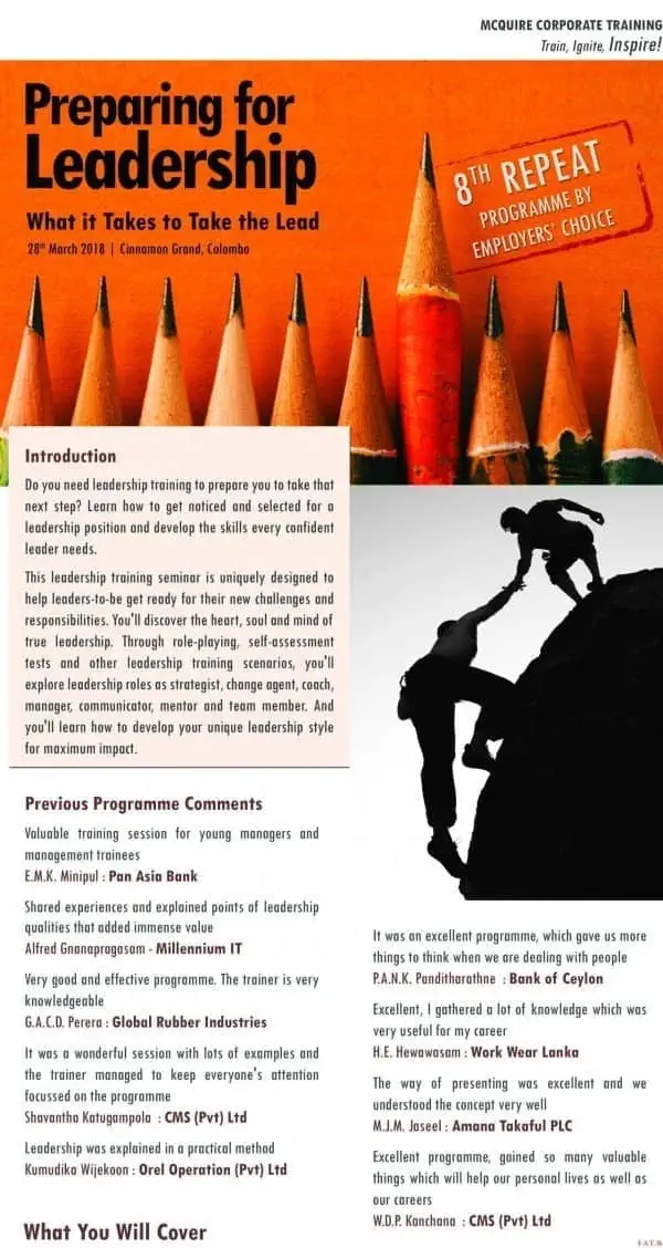 Preparing for Leadership - What it takes to take the lead