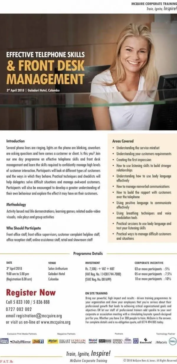 Effective Telephone Skills and Front Desk Management
