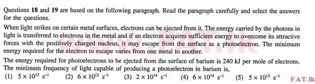 உள்ளூர் பாடத்திட்டம் : உயர்தரம் (உ/த) இரசாயனவியல் - 2012 ஆகஸ்ட் - தாள்கள் I (English மொழிமூலம்) 18 1