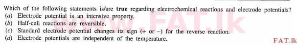 உள்ளூர் பாடத்திட்டம் : உயர்தரம் (உ/த) இரசாயனவியல் - 2012 ஆகஸ்ட் - தாள்கள் I (English மொழிமூலம்) 31 2