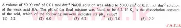 National Syllabus : Advanced Level (A/L) Chemistry - 2013 August - Paper I (English Medium) 11 1