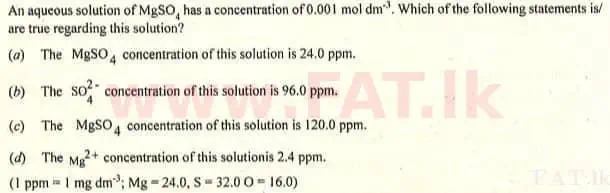National Syllabus : Advanced Level (A/L) Chemistry - 2007 August - Paper I (English Medium) 42 2