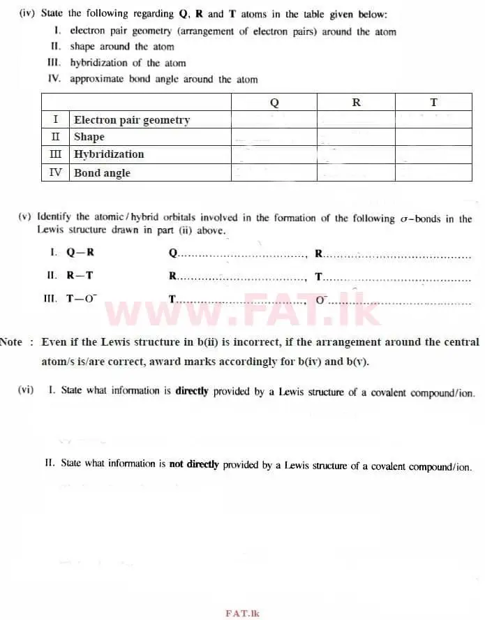 National Syllabus : Advanced Level (A/L) Chemistry - 2015 August - Paper II (English Medium) 1 3