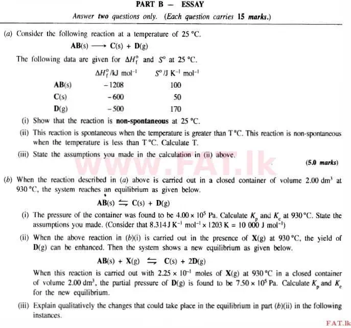 National Syllabus : Advanced Level (A/L) Chemistry - 2015 August - Paper II (English Medium) 5 1