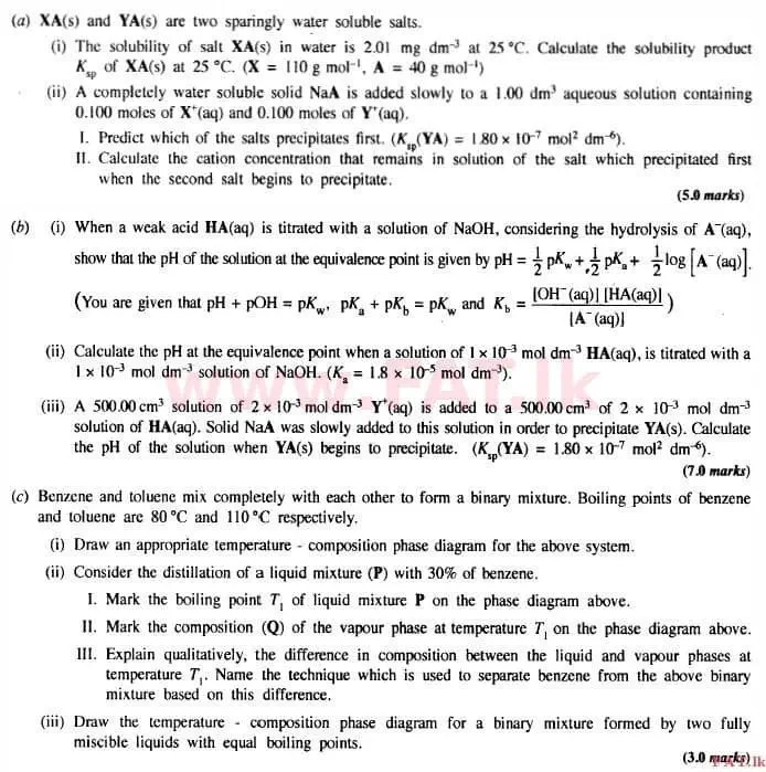 National Syllabus : Advanced Level (A/L) Chemistry - 2015 August - Paper II (English Medium) 6 1