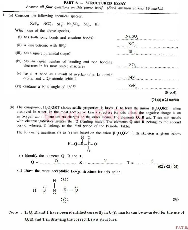 National Syllabus : Advanced Level (A/L) Chemistry - 2015 August - Paper II (English Medium) 1 3970