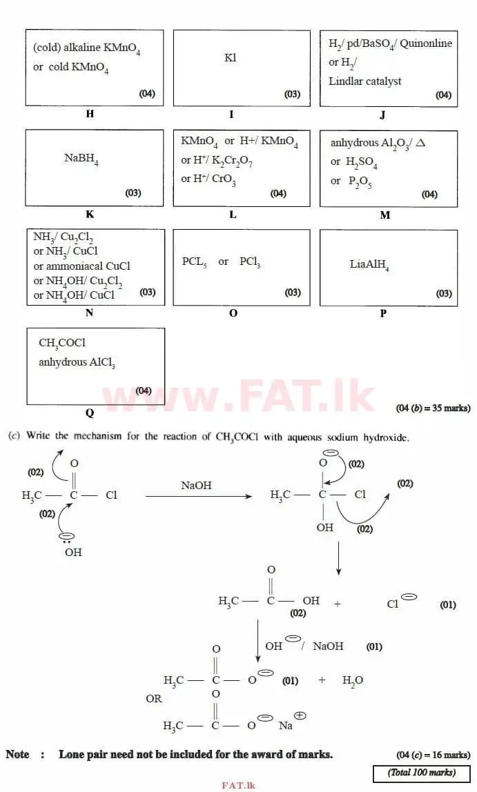 உள்ளூர் பாடத்திட்டம் : உயர்தரம் (உ/த) இரசாயனவியல் - 2015 ஆகஸ்ட் - தாள்கள் II (English மொழிமூலம்) 4 3980