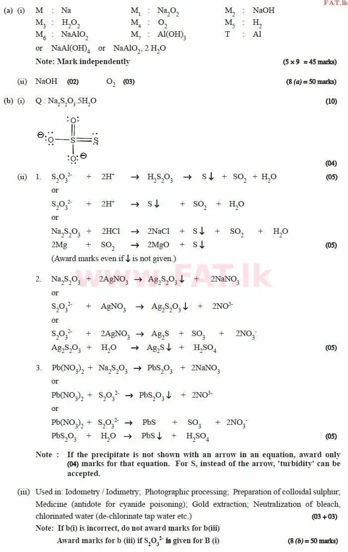உள்ளூர் பாடத்திட்டம் : உயர்தரம் (உ/த) இரசாயனவியல் - 2015 ஆகஸ்ட் - தாள்கள் II (English மொழிமூலம்) 8 3992