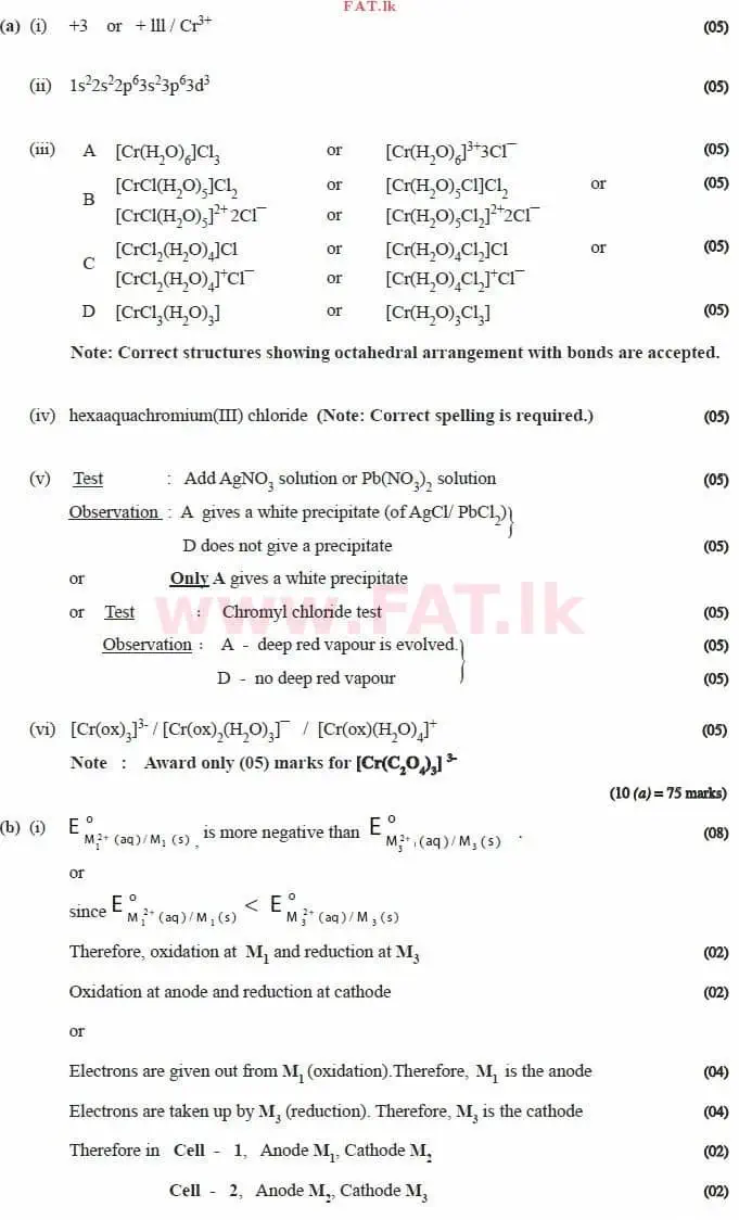 National Syllabus : Advanced Level (A/L) Chemistry - 2015 August - Paper II (English Medium) 10 3998