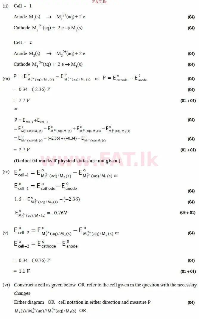 National Syllabus : Advanced Level (A/L) Chemistry - 2015 August - Paper II (English Medium) 10 3999