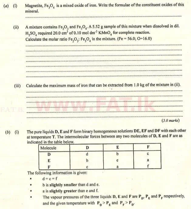 உள்ளூர் பாடத்திட்டம் : உயர்தரம் (உ/த) இரசாயனவியல் - 2007 ஆகஸ்ட் - தாள்கள் II (English மொழிமூலம்) 2 1