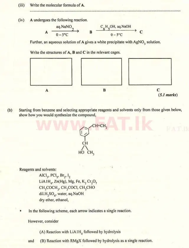 National Syllabus : Advanced Level (A/L) Chemistry - 2007 August - Paper II (English Medium) 3 2