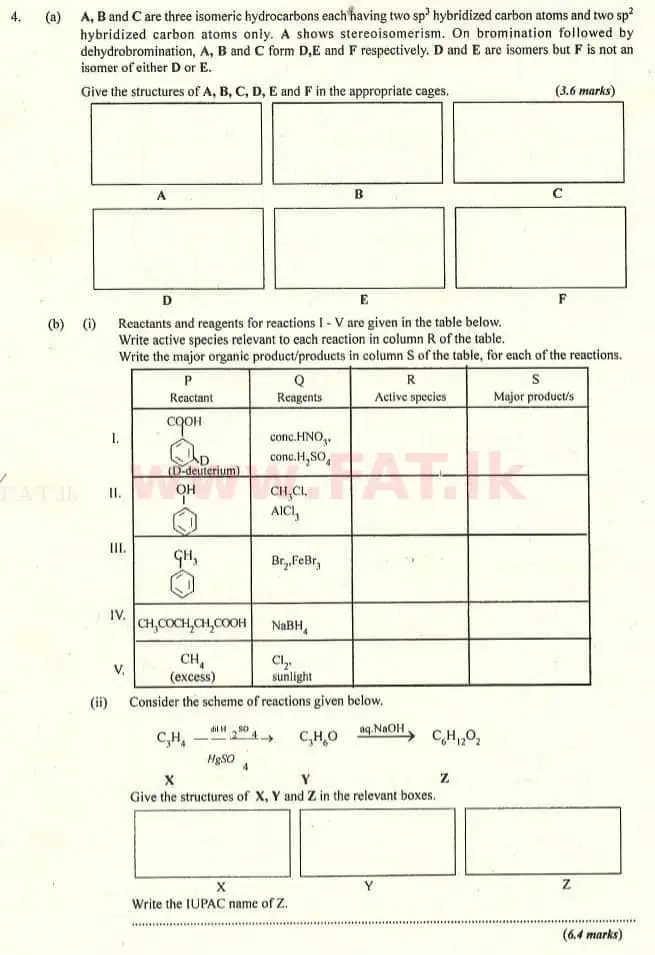 දේශීය විෂය නිර්දේශය : උසස් පෙළ (A/L) රසායන විද්‍යාව - 2007 අගෝස්තු - ප්‍රශ්න පත්‍රය II (English මාධ්‍යය) 4 1