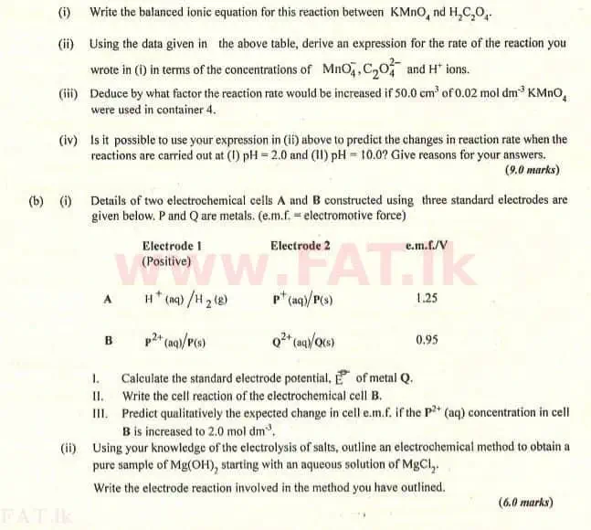 National Syllabus : Advanced Level (A/L) Chemistry - 2007 August - Paper II (English Medium) 7 2