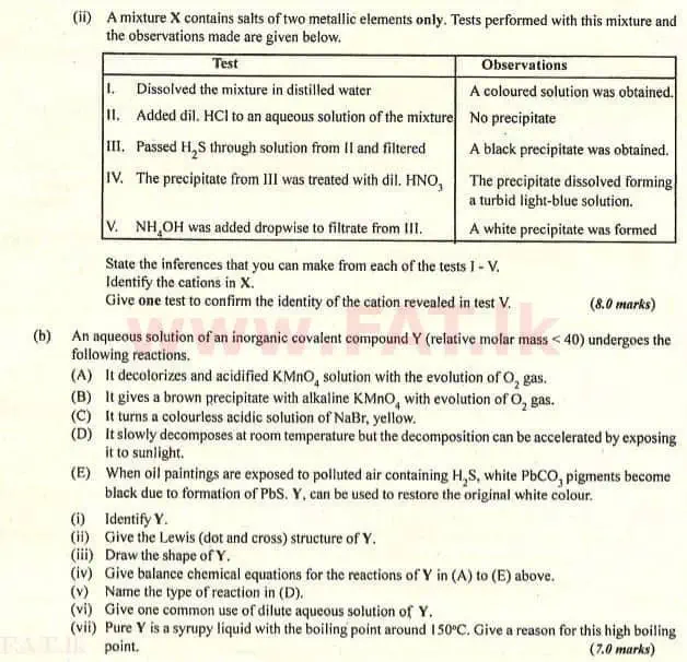 National Syllabus : Advanced Level (A/L) Chemistry - 2007 August - Paper II (English Medium) 8 2