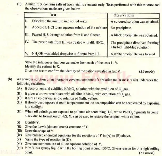 உள்ளூர் பாடத்திட்டம் : உயர்தரம் (உ/த) இரசாயனவியல் - 2007 ஆகஸ்ட் - தாள்கள் II (English மொழிமூலம்) 8 2