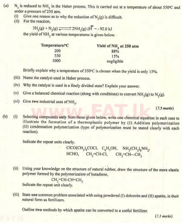 National Syllabus : Advanced Level (A/L) Chemistry - 2007 August - Paper II (English Medium) 10 1