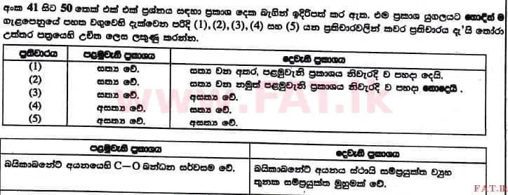 உள்ளூர் பாடத்திட்டம் : உயர்தரம் (உ/த) இரசாயனவியல் - 2017 ஆகஸ்ட் - தாள்கள் I (සිංහල மொழிமூலம்) 41 1