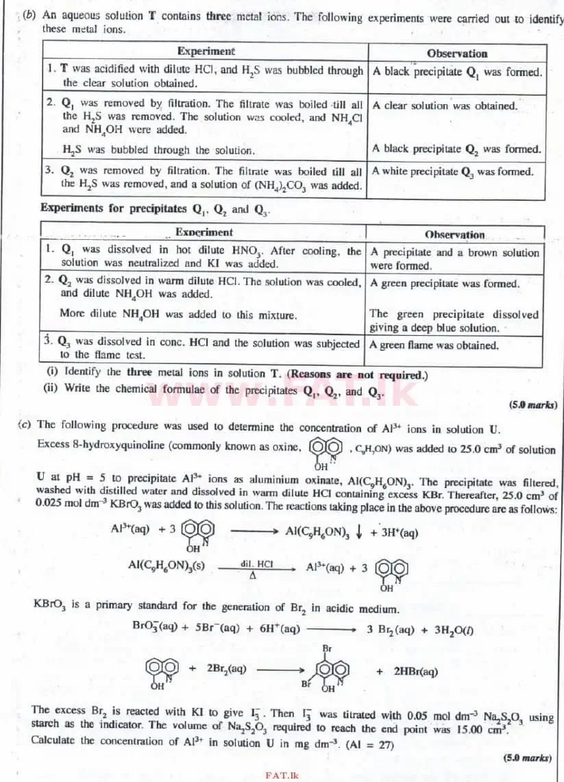 National Syllabus : Advanced Level (A/L) Chemistry - 2016 August - Paper II (English Medium) 8 2