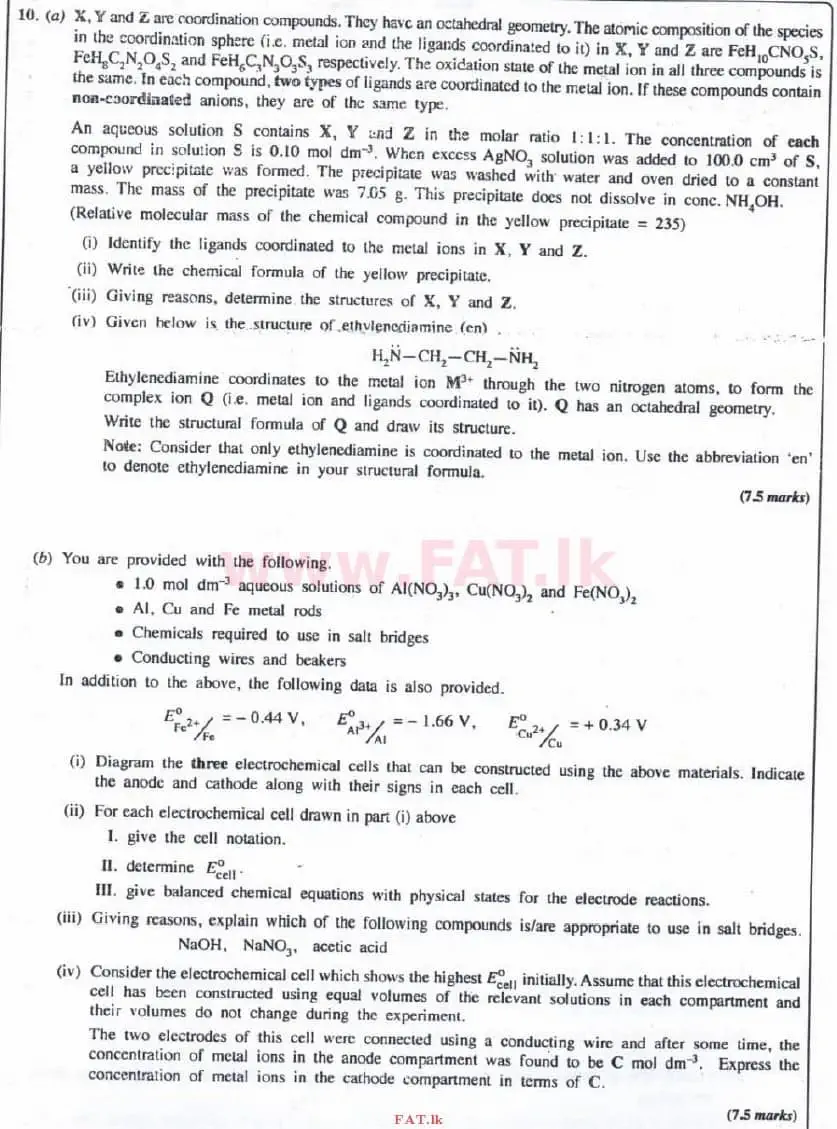 உள்ளூர் பாடத்திட்டம் : உயர்தரம் (உ/த) இரசாயனவியல் - 2016 ஆகஸ்ட் - தாள்கள் II (English மொழிமூலம்) 10 1