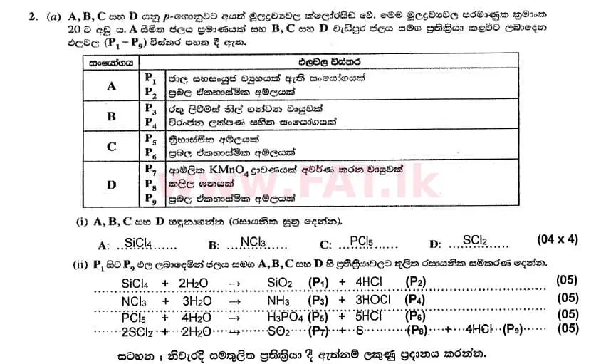 National Syllabus : Advanced Level (A/L) Chemistry - 2020 October - Paper II (සිංහල Medium) 2 4794