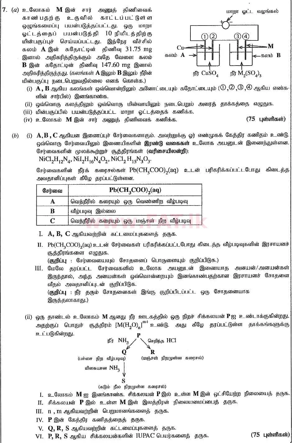 உள்ளூர் பாடத்திட்டம் : உயர்தரம் (உ/த) இரசாயனவியல் - 2019 ஆகஸ்ட் - தாள்கள் II (புதிய பாடத்திட்டம்) (தமிழ் மொழிமூலம்) 7 1