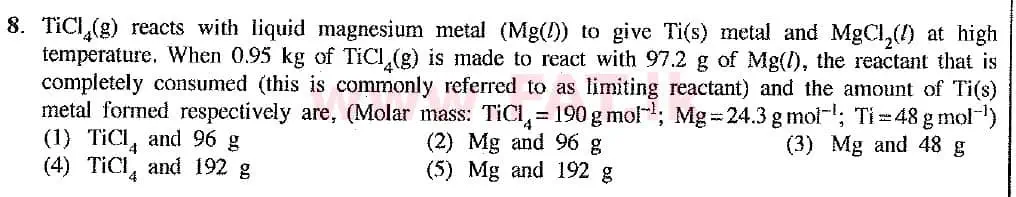 உள்ளூர் பாடத்திட்டம் : உயர்தரம் (உ/த) இரசாயனவியல் - 2019 ஆகஸ்ட் - தாள்கள் I (புதிய பாடத்திட்டம்) (English மொழிமூலம்) 8 1