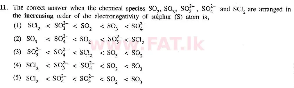 உள்ளூர் பாடத்திட்டம் : உயர்தரம் (உ/த) இரசாயனவியல் - 2019 ஆகஸ்ட் - தாள்கள் I (புதிய பாடத்திட்டம்) (English மொழிமூலம்) 11 1