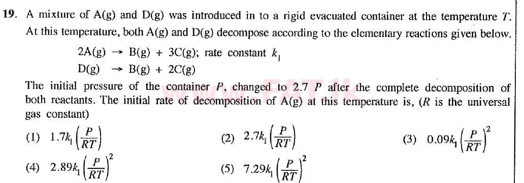 National Syllabus : Advanced Level (A/L) Chemistry - 2019 August - Paper I (New Syllabus) (English Medium) 19 1