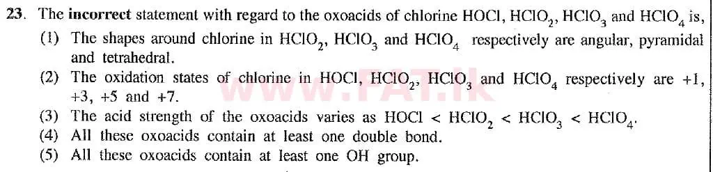உள்ளூர் பாடத்திட்டம் : உயர்தரம் (உ/த) இரசாயனவியல் - 2019 ஆகஸ்ட் - தாள்கள் I (புதிய பாடத்திட்டம்) (English மொழிமூலம்) 23 1
