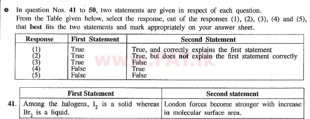 உள்ளூர் பாடத்திட்டம் : உயர்தரம் (உ/த) இரசாயனவியல் - 2019 ஆகஸ்ட் - தாள்கள் I (புதிய பாடத்திட்டம்) (English மொழிமூலம்) 41 1