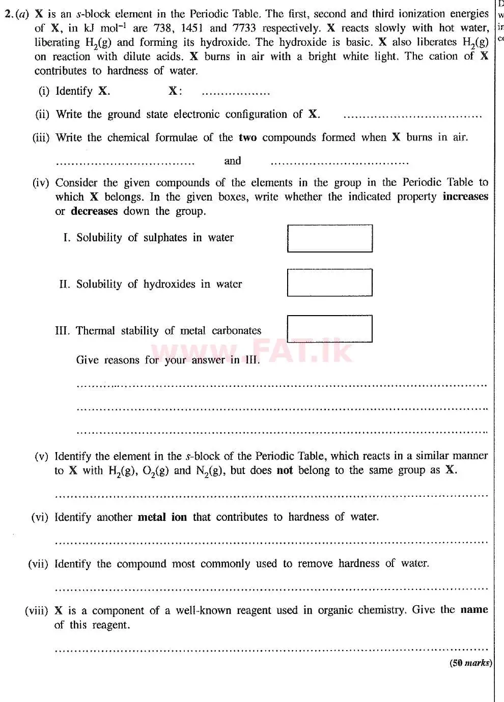 National Syllabus : Advanced Level (A/L) Chemistry - 2019 August - Paper II (New Syllabus) (English Medium) 2 1