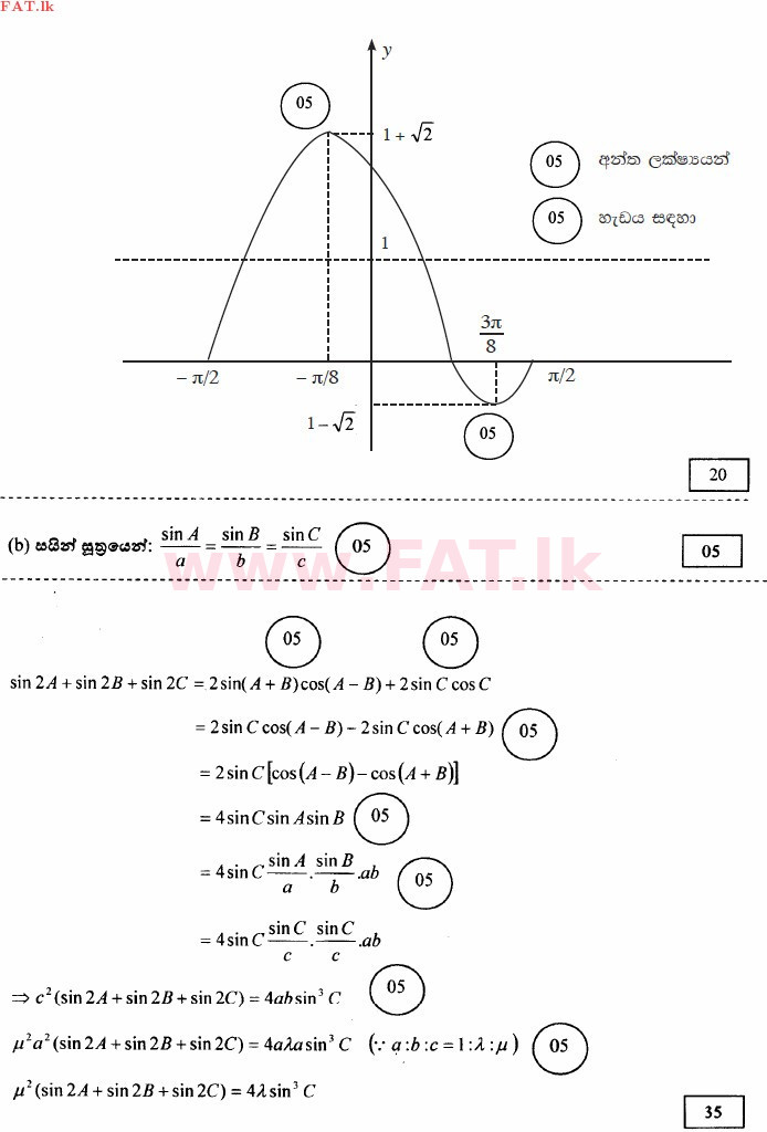 දේශීය විෂය නිර්දේශය : උසස් පෙළ (A/L) සංයුක්ත ගණිතය - 2014 අගෝස්තු - ප්‍රශ්න පත්‍රය I (සිංහල මාධ්‍යය) 17 3201