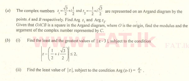 National Syllabus : Advanced Level (A/L) Combined Mathematics - 2007 August - Paper I (English Medium) 4 1